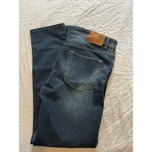 Refinery Republic Jeans Mens Blue Dark Whisker Loose Straight Leg 36x32